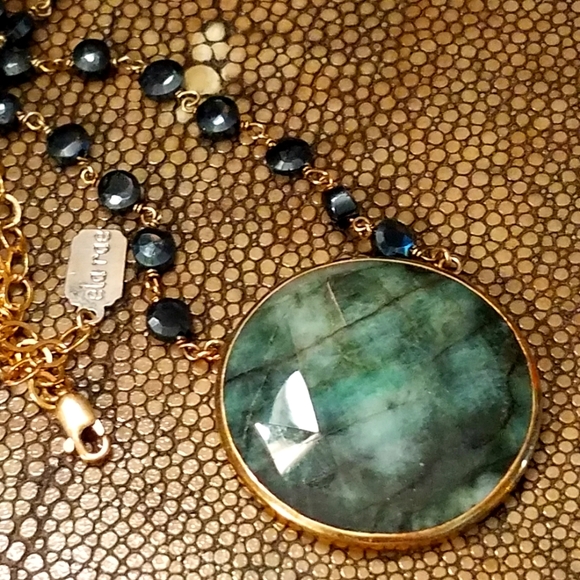 NEW Ela Rae, "Morah" Raw Emerald, Coin Necklace.  NWOT - Picture 1 of 7